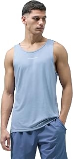 TECHNOSPORT Mens Slim Fit Self Design Scoop Neck Gym Vest with Double Cool for Gym & Sports Price In India
