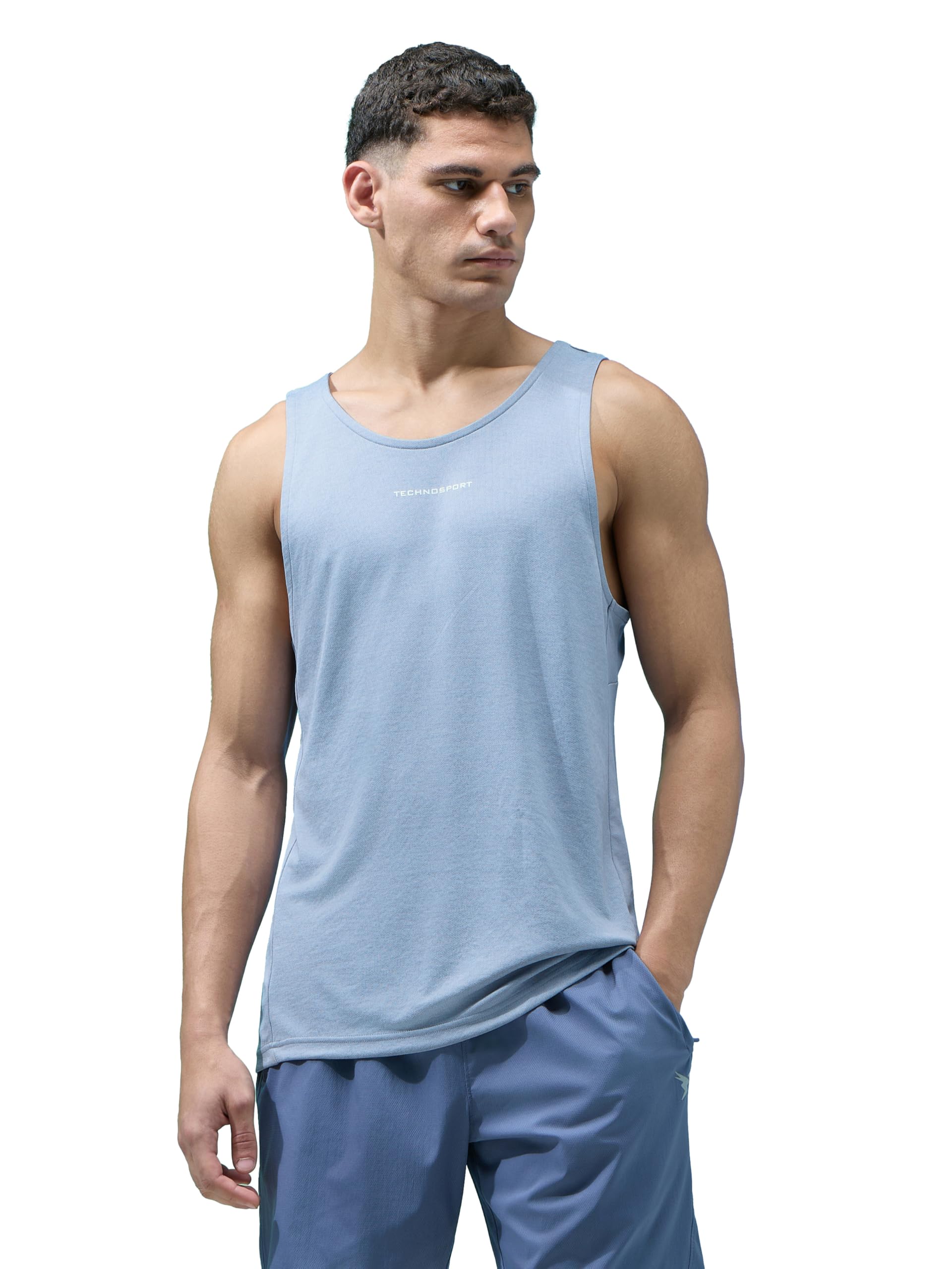 technosport Mens Slim Fit Self Design Scoop Neck Gym Vest with Double Cool for Gym & Sports-picture-48