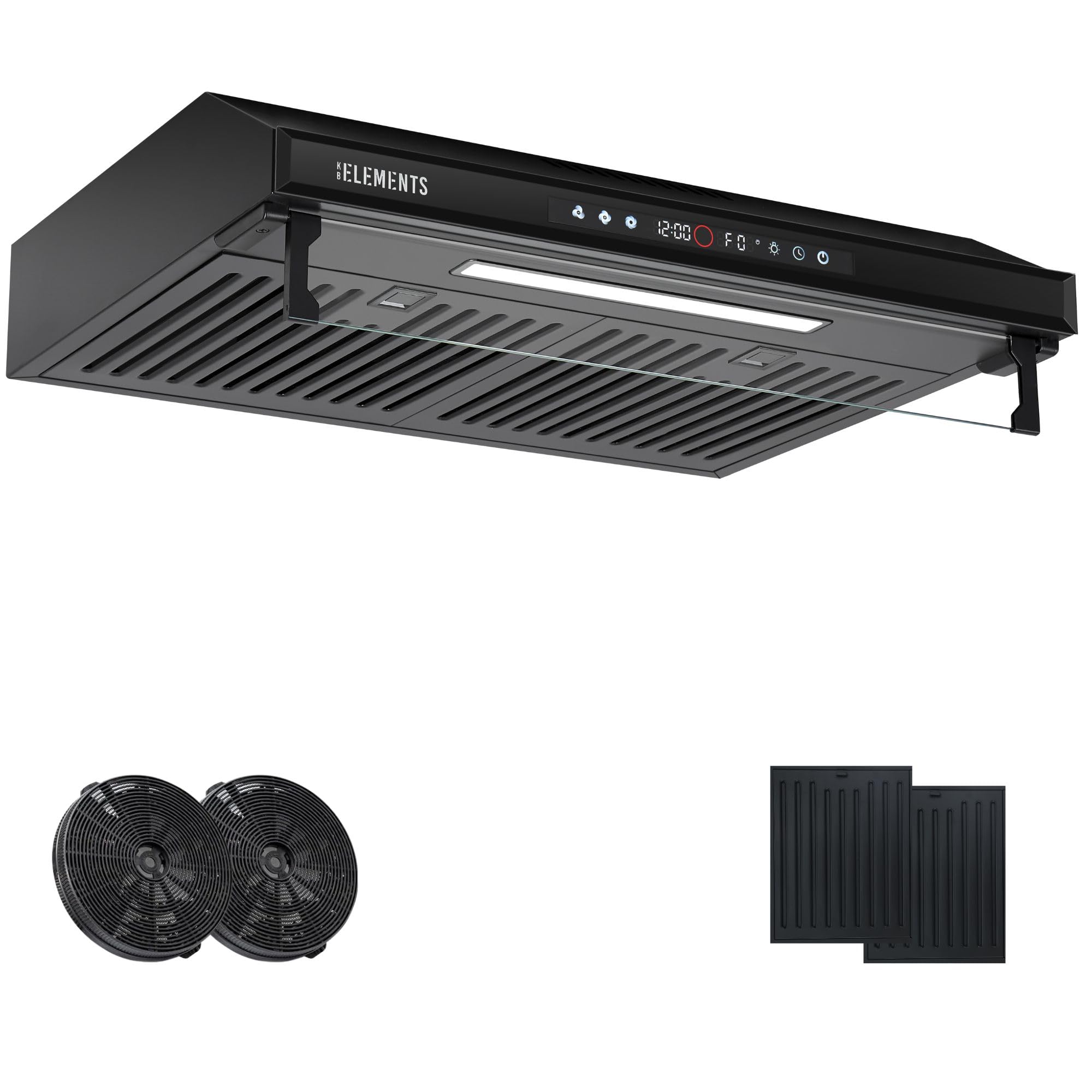 Dunstabzugshaube 60cm Unterbau Umluft/Abluft 650m³/h starke Saugleistung Doppelter Motor Touch-Gestensteuerung Multifunktionales Touch Display