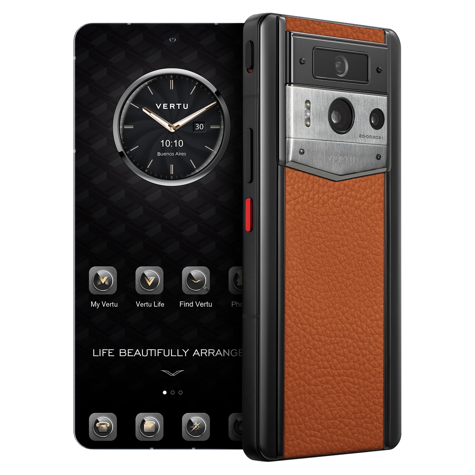 Amazon.com: VERTU METAVERTU 2 小牛皮5G AI 手機,解鎖Android Web 3.0 智慧型手機,3  個系統,50MP 相機,120Hz 1.5K 1260×2800 AMOLED 顯示器,雙SIM 卡,65W 快速充電(曙光橙(銀色外殼),1 TB)  : 手機和配件