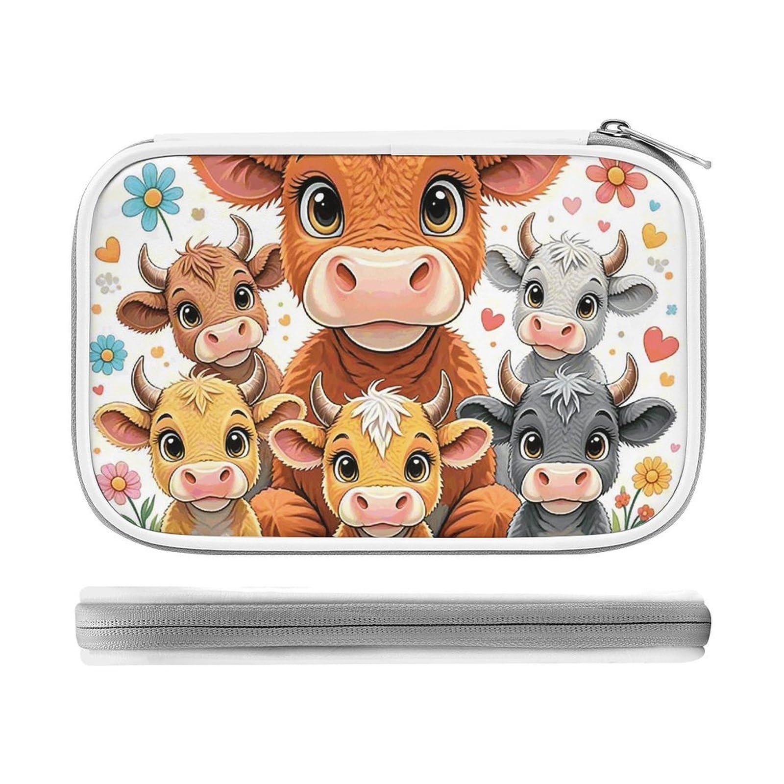 Fodpand Women's Style Large Capacity Pencil Case For Adults - Durable Pu Leather Cow Pencil Pouch With Zipper Portable Travel Makeup Bag Mini Cosmetic Bag For Office, Travel