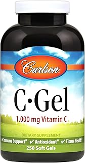 Carlson - C-Gels, 1000mg, Vitamin C Softgels, Immune Support & Heart Health, Vitamin C Softgels, Antioxidant, Vitamin C Supplement, 250 Softgels
