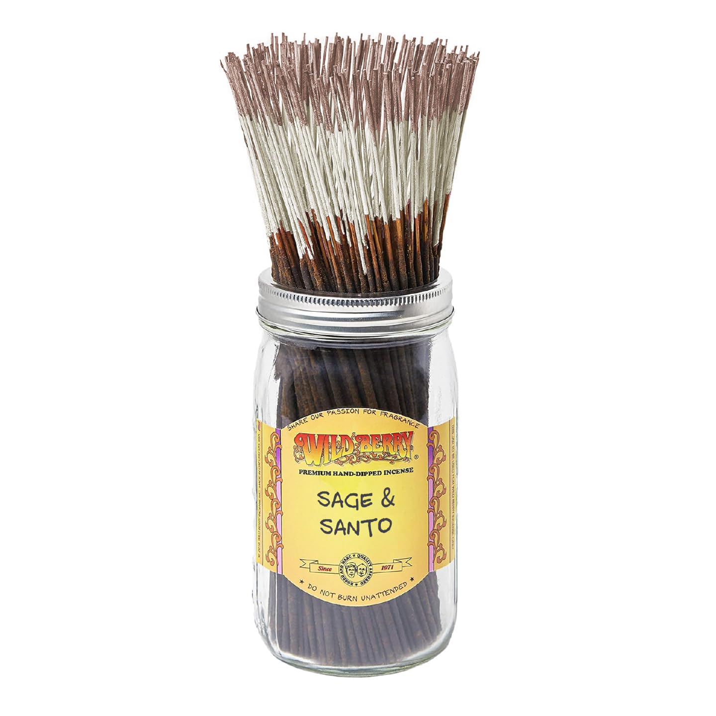 Wild Berry Incense Sticks - Sage & Santo - Green Woody Fragrance with Sage and Cedarwood - Hand Dipped in The USA (100 Count)