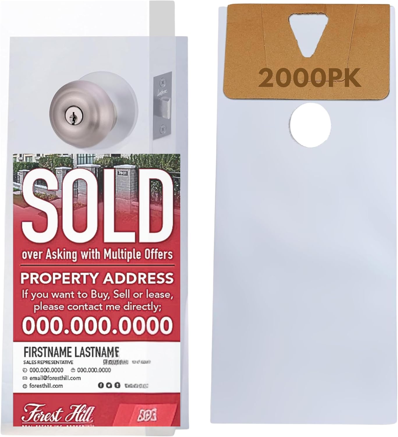 TidyFriend Plastic Door Hanger Bags 6.5" x 14.5"(1000 Pack) - Door Knob Hangers for Outdoor Protects Flyers, Brochures, Notices, Printed Materials - Waterproof and Secure