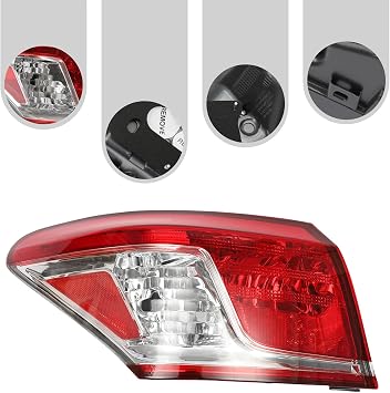 Halogen Tail Light Rear Lamp Assembly, Rear Brake Outside Tail Lamp for Lexus ES350 2010 2011 2012 Outer Tail Light Assembly Left Driver + Right Passenger Side 8155133470 8156133410