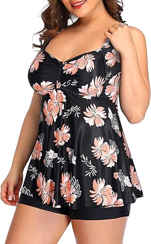 Miniatura 5 de Aqua Eve Traje de baño tankini de dos piezas para mujer, talla grande, con pantalones cortos, control de abdomen, traje de baño fluido