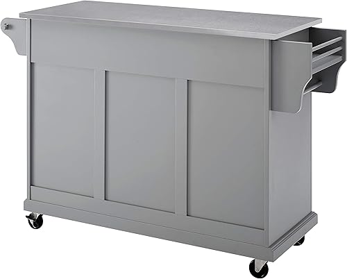Vista 179 de Crosley Furniture isla de cocina con ruedas, Madera, Blanco