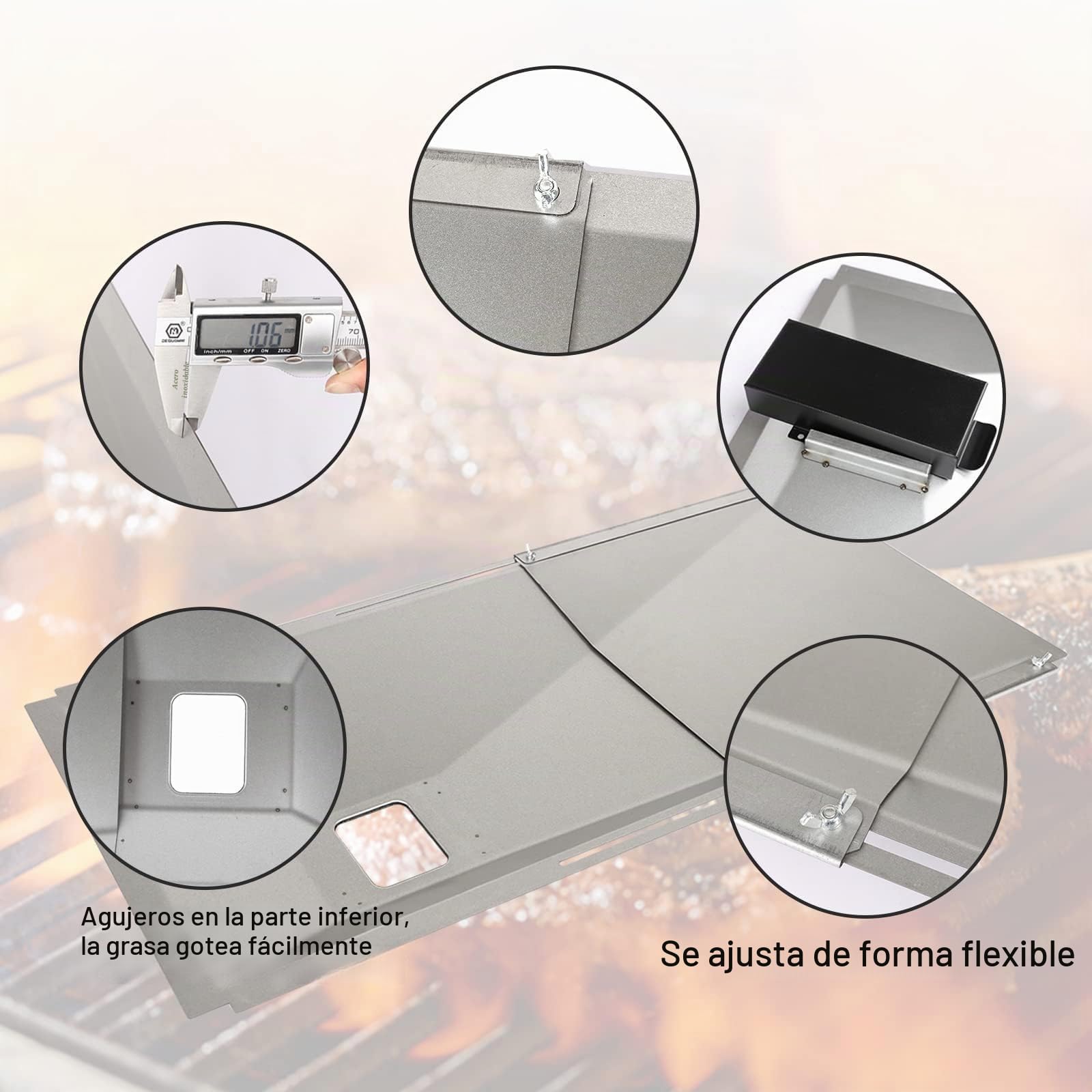 GFTIME Bandeja de grasa universal con bandeja colectora de 60 cm hasta 80 cm, bandeja de goteo ajustable para barbacoa de gas de 3/4/5 quemadores de Charbroil, Dyna Glo, Nexgrill, Kenmore, Uniflame y