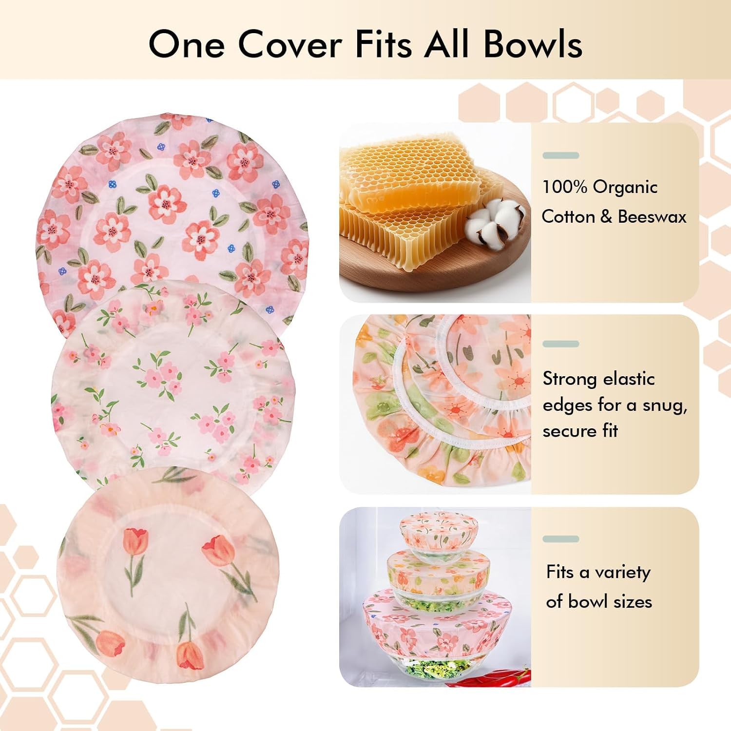 5 Pack Beeswax Bowl Covers for Sourdough Proofing, 4-12 Inch Sizes image 5