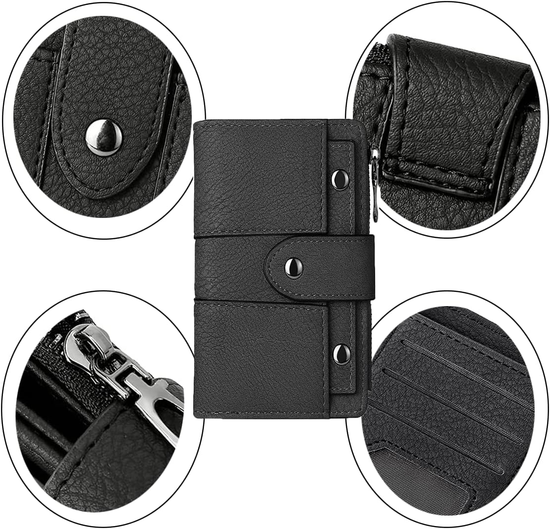 Leather Small Wallet for Women, RFID Blocking Ladies Mini Purse with ID Window