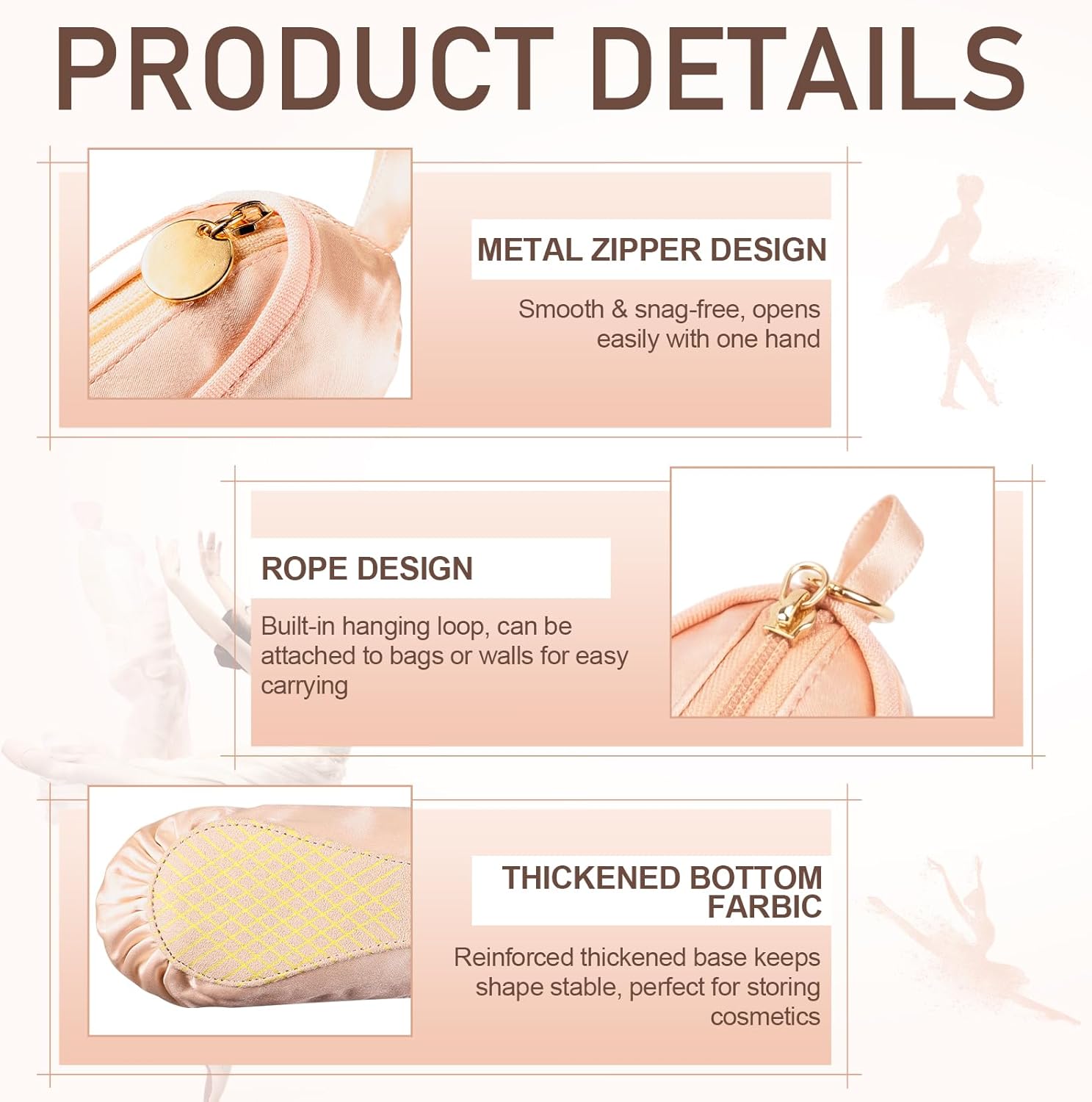 Tallew 6 Pcs Pink Ballet Shoe Makeup Bag Bulk Dance Bags for Dancers Team Gifts Cute Ballerina Cosmetic Toiletry Zipper Pouch for Women Recital Competition Gifts Ballerina Party Favors