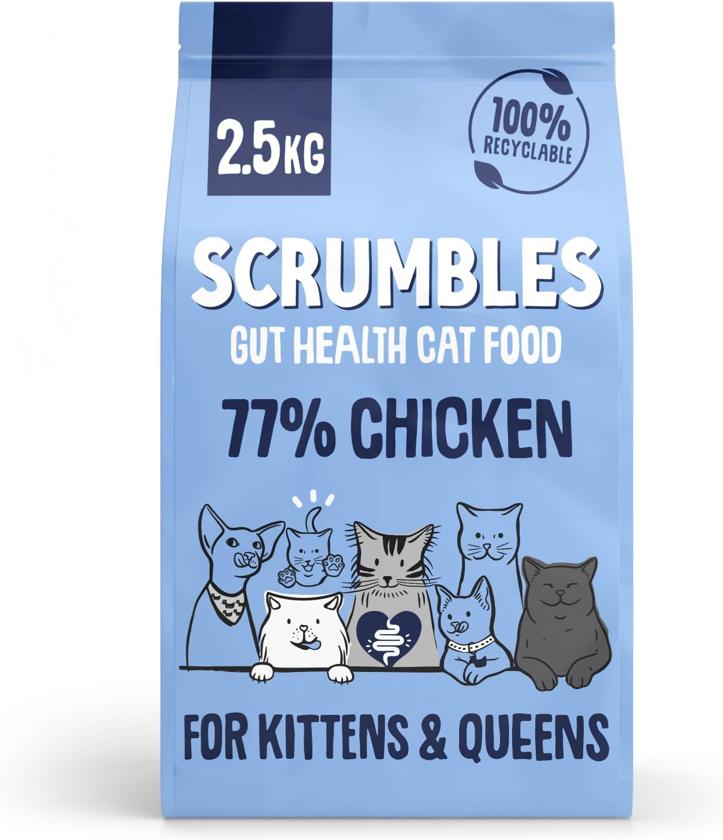 All Natural Dry Kitten Food with 77% Chicken, High Protein Food for Growing Kittens, 2.5Kgpackage may vary