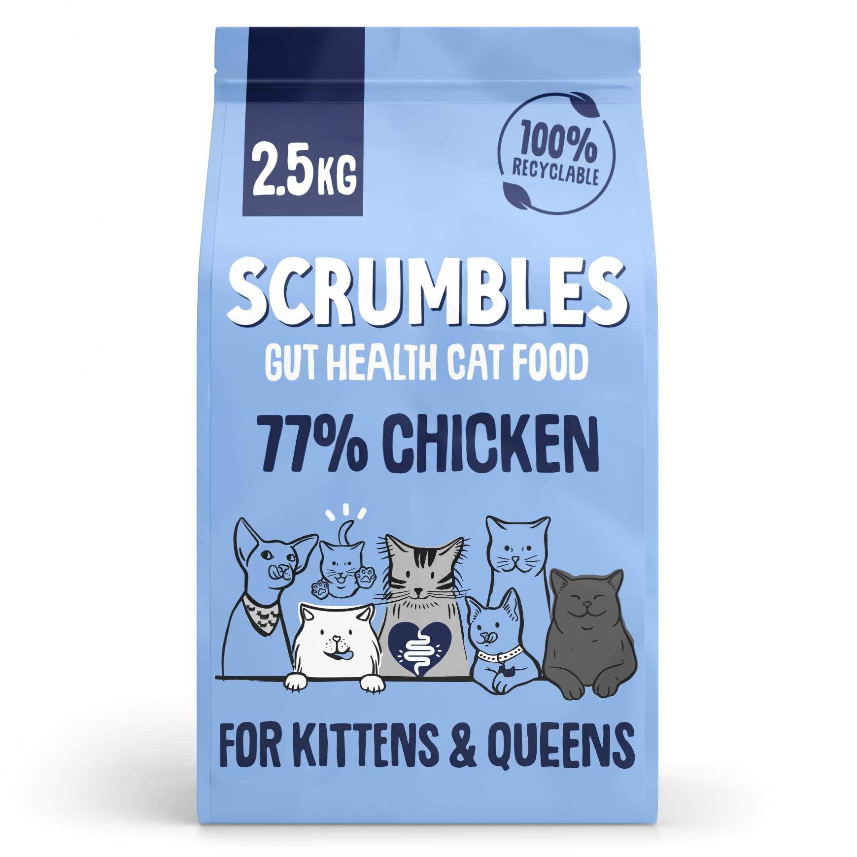 Scrumbles All Natural Dry Kitten Food with 77% Chicken, High Protein Food for...