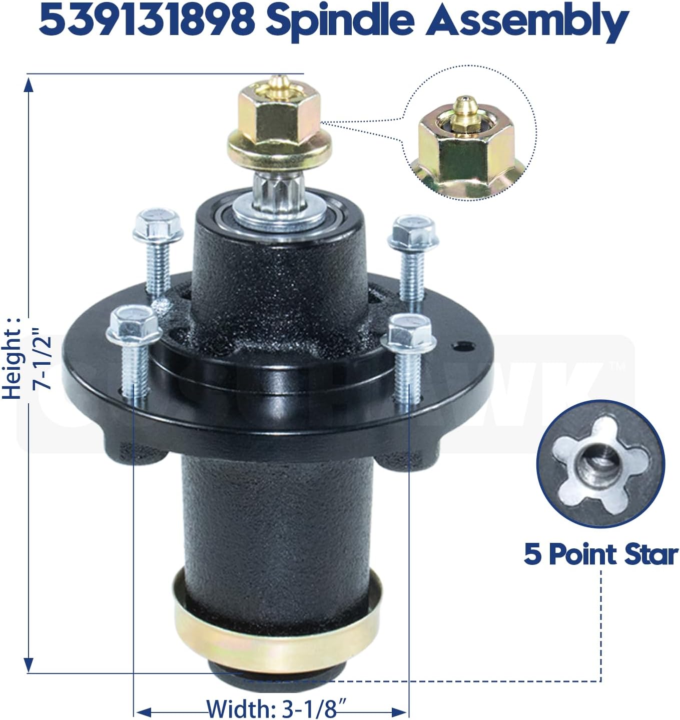 2 Pack 539131898 Spindle Assembly with 199789 Pulley Replaces Husqvarna 539131898, 539131767, 532199789 for Husqvarna 42" TS242D, TS242XD, Z242E, Z242F Mowers