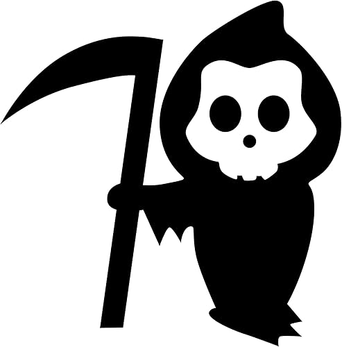 Calcomanía de vinilo para pared, linda pequeña parca, 6 x 6 pulgadas, calcomanía espeluznante para decoración de temporada de Halloween, decoración