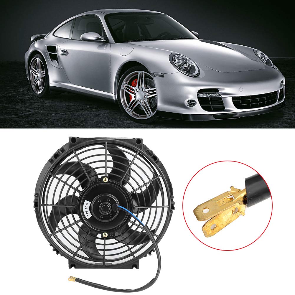 Wakects Ventola di Raffreddamento per Auto, 12 V, 80 W, Ventola di Raffreddamento per Auto, Ventilatore Elettrico Universale 10 Pollici, per Camion rimorchio con Kit di