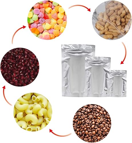 Miniatura 9 de Paquete de 150 bolsas pequeñas de Mylar resellables de 4.7 x 6.7 pulgadas para almacenamiento de alimentos, bolsas con cierre hermético a granel,