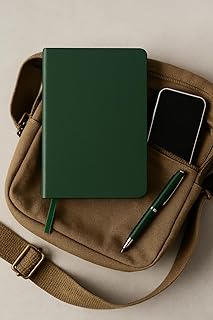 Fark Tanıtım Defter, Noktalı Defter, Termo Deri Kapaklı Noktalı Defter, 128 Yaprak A5 Defter, Ofis ve Kırtasiye, Plan, Notebook (Yeşil)