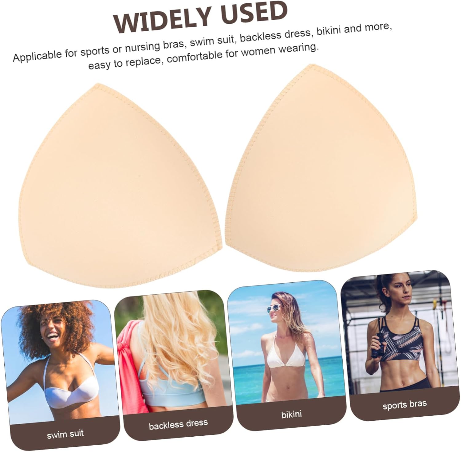 Ipetboom Triangular Chest Pad Insert Activewear Cushions Pads Small Thick Women Fabric Gym Soft Woman for Bra Pad
