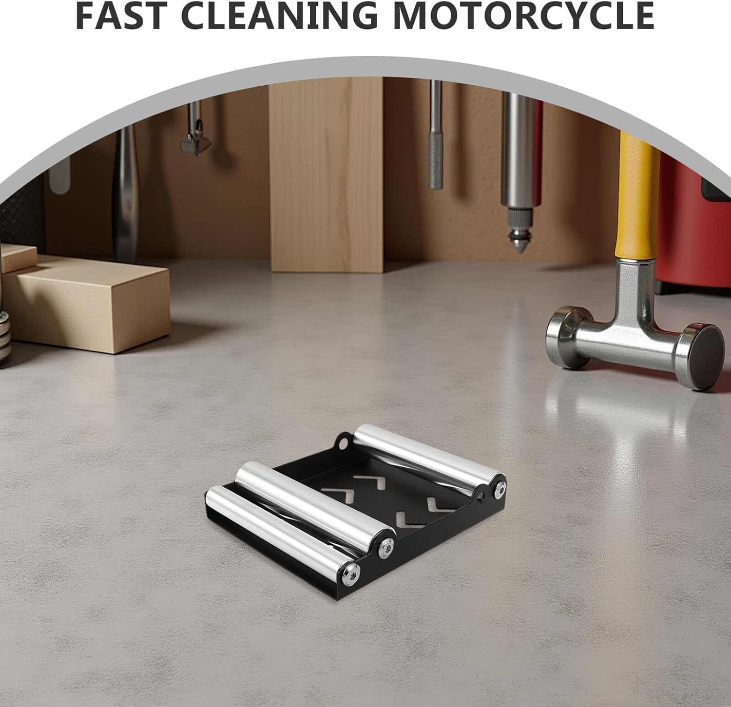 Motorcycle Wheel Lubricator Stand and Adjustable Tire Cleaning Roller, Heavy Duty Chain Holder for Maintenance and Repair, Universal Motorcycle Accessory for Workshop and Garage