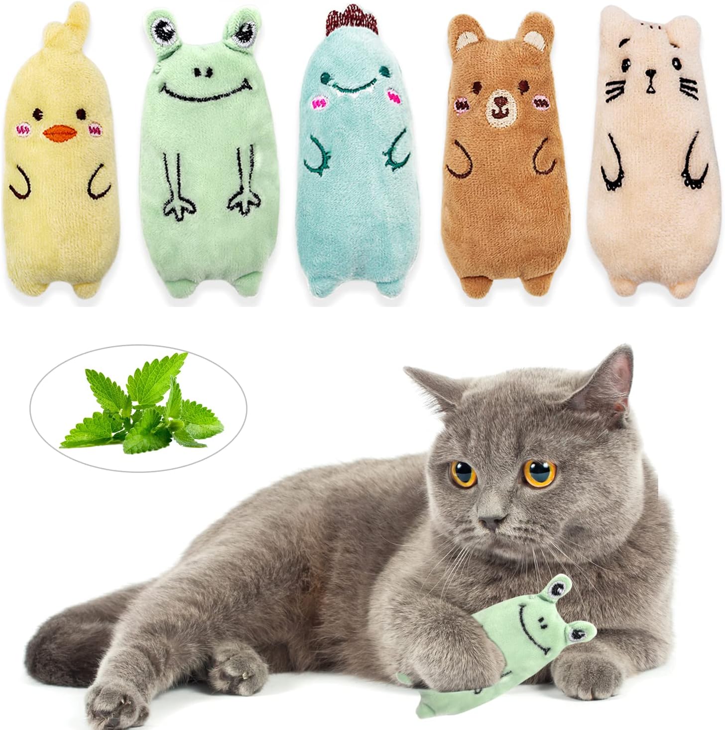 Aoche Cat Toys - 5pcs Catnip Toys Cat Toys for Indoor Cats Kitten Toys Interactive Cat Toys Kitten Teething Toys - Cat Chew Toys with…