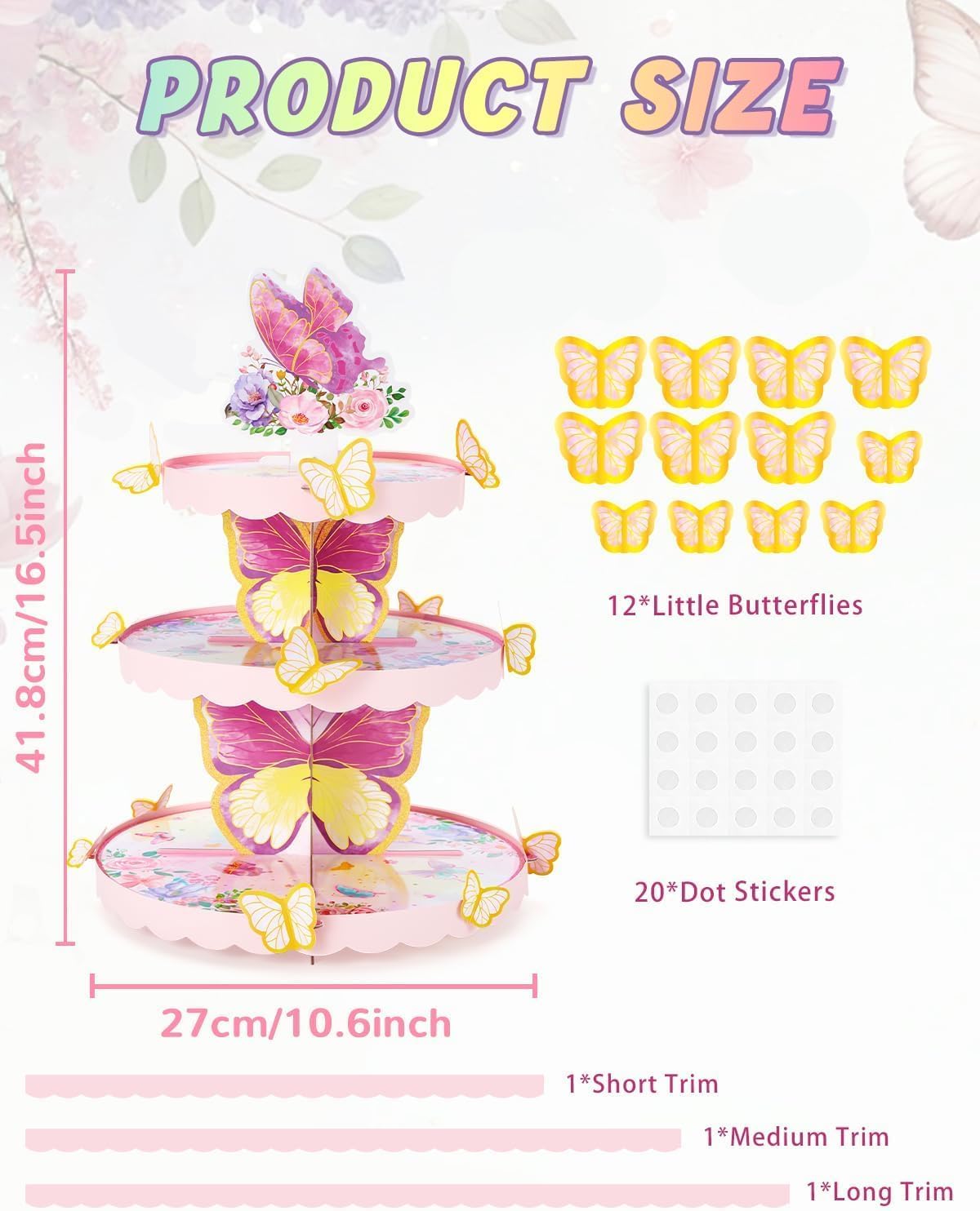 WERNNSAI 3 Tier Butterfly Cupcake Stand + Butterfly Piñata