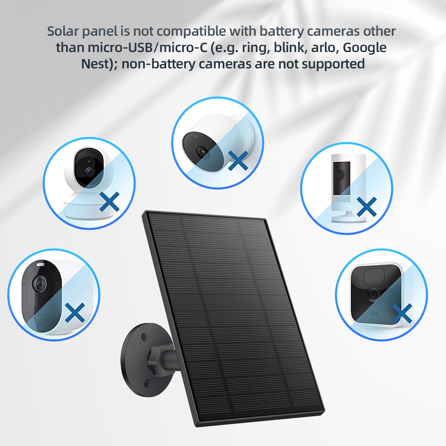 Pannello solare da 5 W per telecamera di sicurezza, pannello solare con porta Micro USB e USB-C per fotocamera con batteria ricaricabile da esterni DC 5 V, impermeabile IP65, supporto di sicurezza