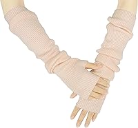 Vista 27 de Guantes cálidos de cachemira de brazo largo para mujer, guantes de invierno acogedores sin dedos, calentadores de brazos suaves, gran regalo de Negro