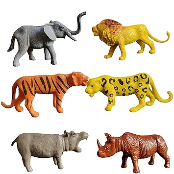 ZESTHOME 6 Pcs Animal Toys for Boys– Small Animal Figurines for Kids, Jungle & Zoo Animals Toys Set, 3 Inch Mini Animals Set for Children (2+ Years & 3–5 Years) (Wild Animals (6))