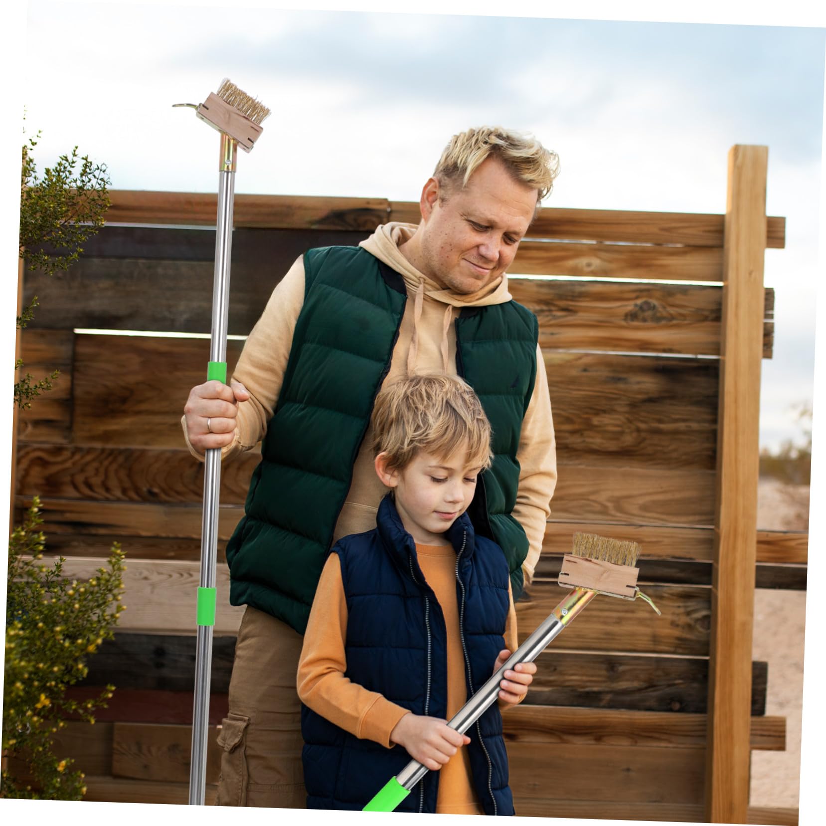 BESPORTBLE Brosse Désherbage Fissures Outil Nettoyage Manuel Long Manche pour Pavés Trottoirs Jardins
