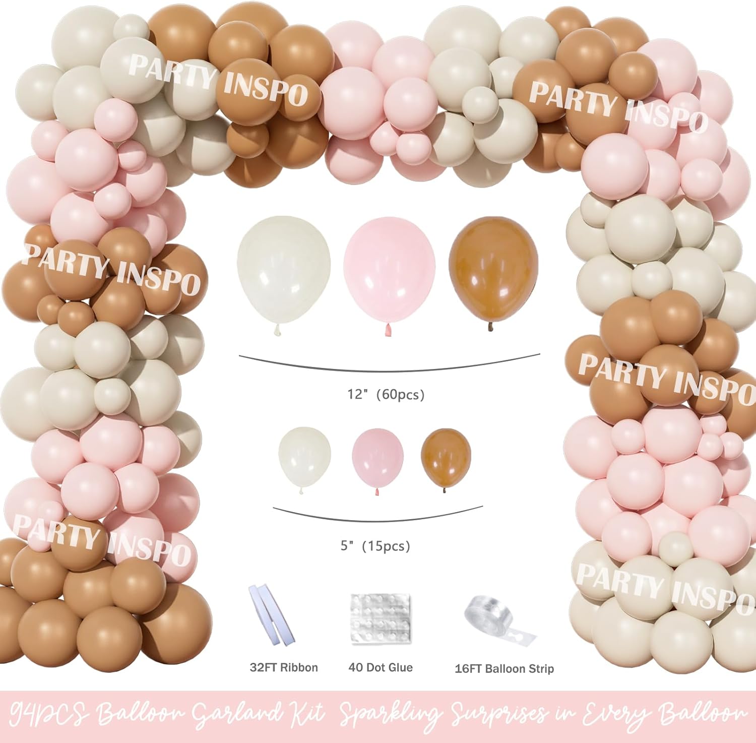 Party Inspo Horse Birthday Decorations for Girls – 94PCS Western Cowgirl Rodeo Party Supplies Set with Backdrop, Pink Brown Balloon Garland, Banner, Tablecloth, Hat Boot Flower