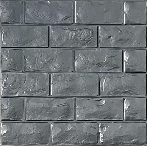 Paneles de pared 3D para despegar y pegar 11 piezas de papel tapiz de ladrillo de espuma gris para dormitorio panel de pared de piedra sintética