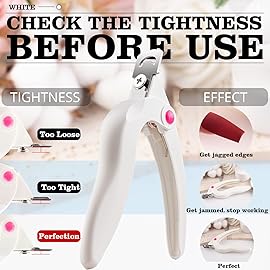 White Acrylic Nail Clipper, Dial Clippers with Sizer, Adjustable Nail Tip Cutter with Length Measurement, Stainless Steel Acrylic Nail Tips Trimmer for Fake False Nail Art Manicure Home DIY by GA&EN