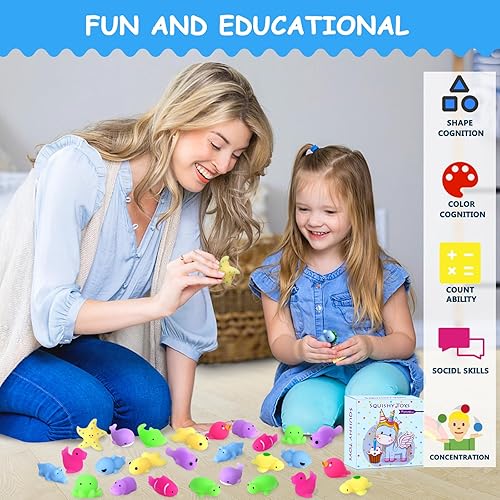 Miniatura 6 de POKONBOY 30 piezas de juguetes Squishies Mochi, mini Kawaii Squishy animales marinos para apretar, juguetes para aliviar el estrés, cesta de Pascua,