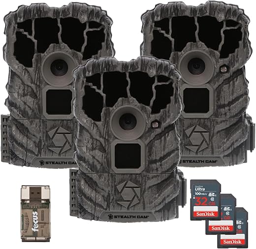 Stealth Cam Browtine 14MP Trail Camera Bundle with 32GB Memory Card (3-Pack) and Card Reader (3-Pack) (5 Items)