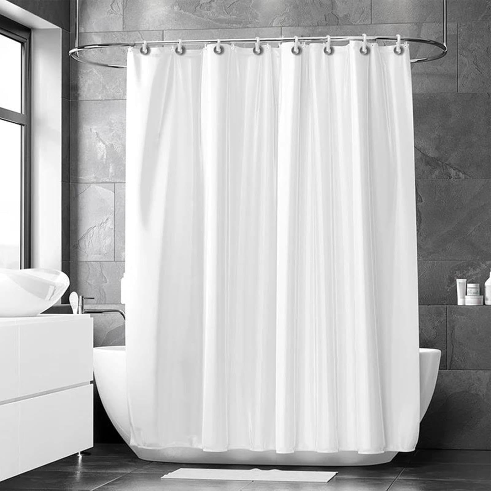 Wytrzymała zasłona prysznicowa 70 x 140 cm wodoodporna i odporna na pleśń tkanina PEVA nadająca się do prania zasłona łazienkowa do wanny i kabiny prysznicowej elegancka biała konstrukcja