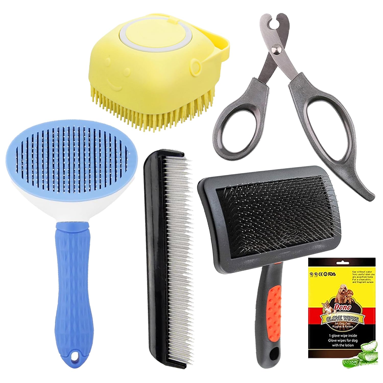 Emily Pets Dog Grooming Brush Combo Self Cleaning Slicker Brush Dog Brush Shedding Set Dog Hair Remover Tool Pet Bath Brush and Comb For Dogs And Cat (Pack of 6, Color may vary) (B0D3QHHBW1) Amazon Price History, Amazon Price Tracker