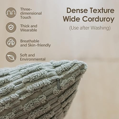 Miniatura 5 de Home Brilliant Juego de 2 fundas de almohada de pana de 20 x 20 pulgadas, fundas de almohada de pana suave, para decoración de sofá, sala de estar,