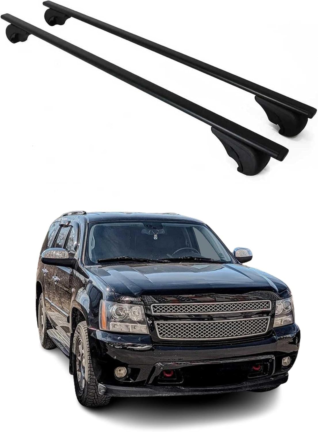 OMAC Roof Rack Cross Bars for Chevrolet Tahoe/Suburban 2007-2014 – Lockable – Max 165 lb / 75 kg – 2 Bars Black