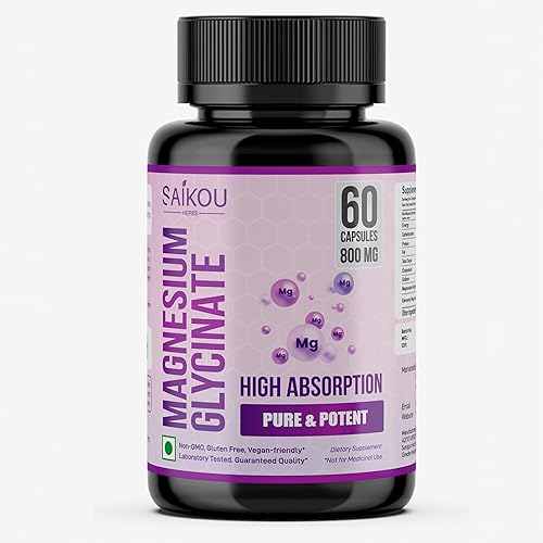 Glicinato de magnesio 1600 mg por porción de alta absorción, puro y potente - 60 cápsulas