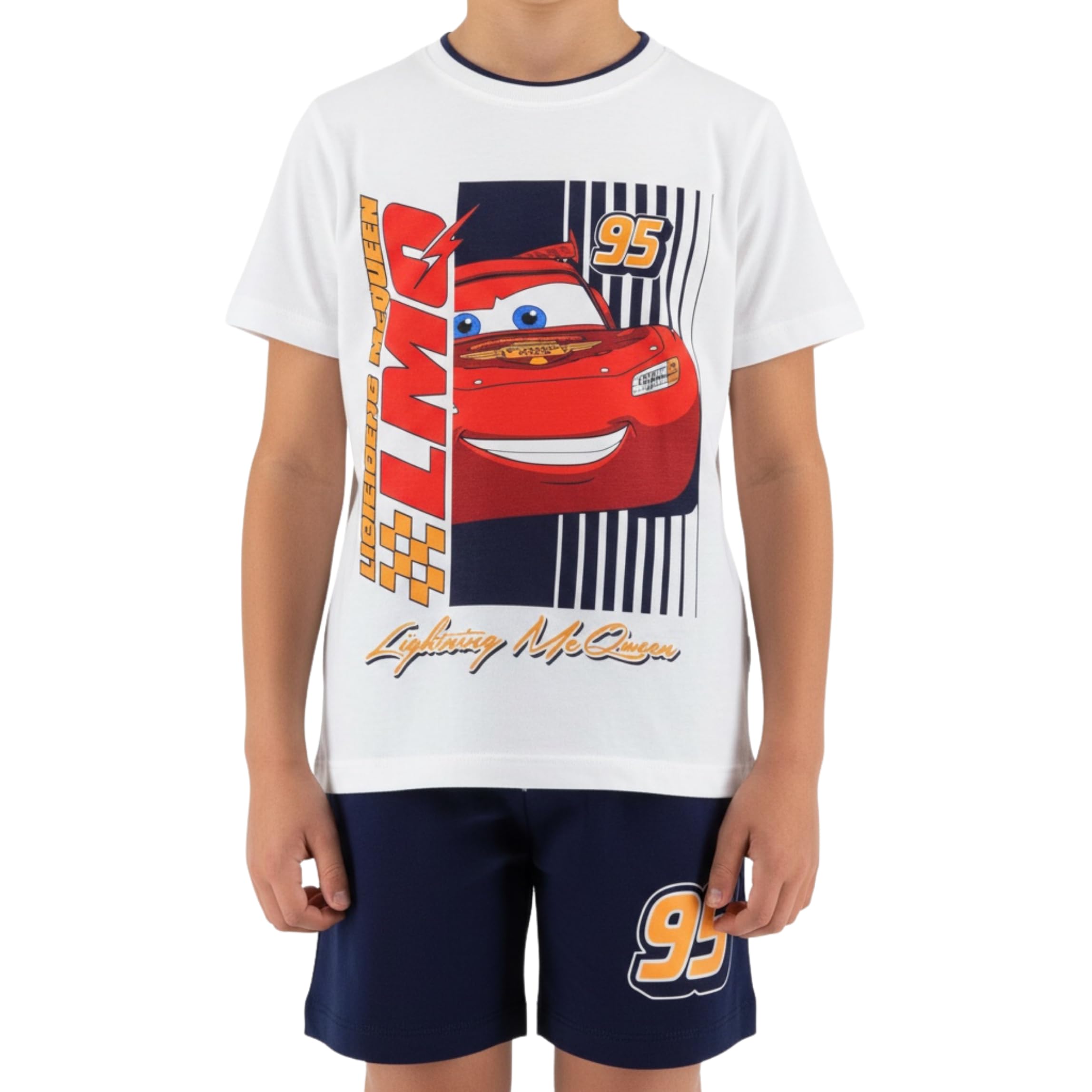 Disney Pixar Cars T-Shirt e Pantaloncini per Ragazzi, Pigiama 2 Pezzi per Bambino Design Lightning McQueen, Taglie 3 a 6 Anni