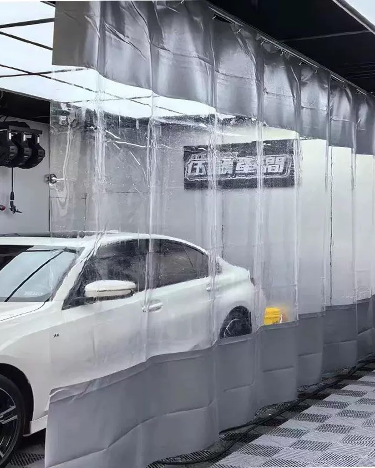 Générique Système de Rail pour Rideau, Rideau de séparation Transparent pour Garage avec roulettes et Crochets, cloison en Vinyle imperméable pour Zones de Travail, 260 c