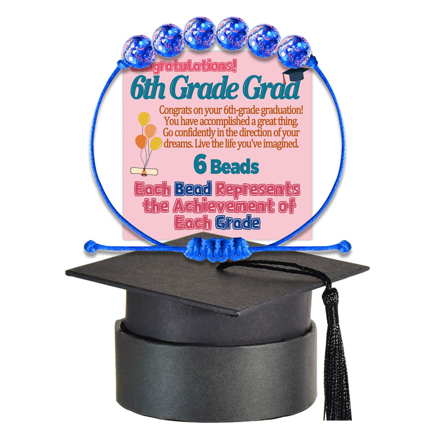 5th 6th 8th Grade Graduation Bracelets Gifts for Her Him Grad Card Congratulations Gift Graduates Cap Box Graduating Daughter Son Granddaughter Grandson Nephew Niece Bracelet Jewelry Ideas Unique