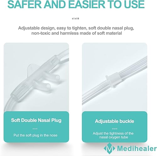 Miniatura 3 de 10 tubos de cánula nasal, incluye 5 tubos de cánula nasal de 6.5 pies para adultos y 5 conectores giratorios de tubo de oxígeno, suave al tacto y