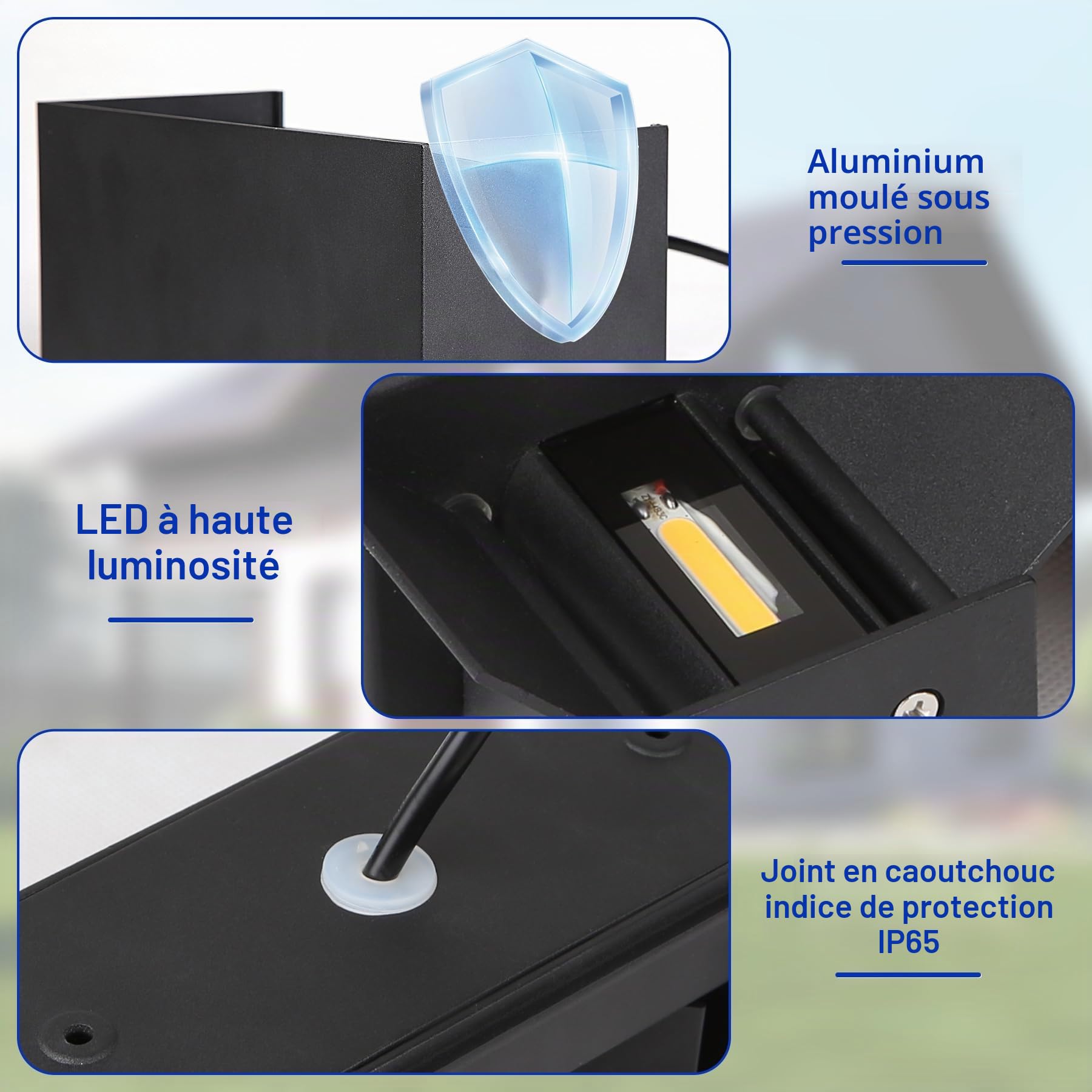 2 Pièces Applique Murale Extérieure Intérieure LED 12W IP65 3000K