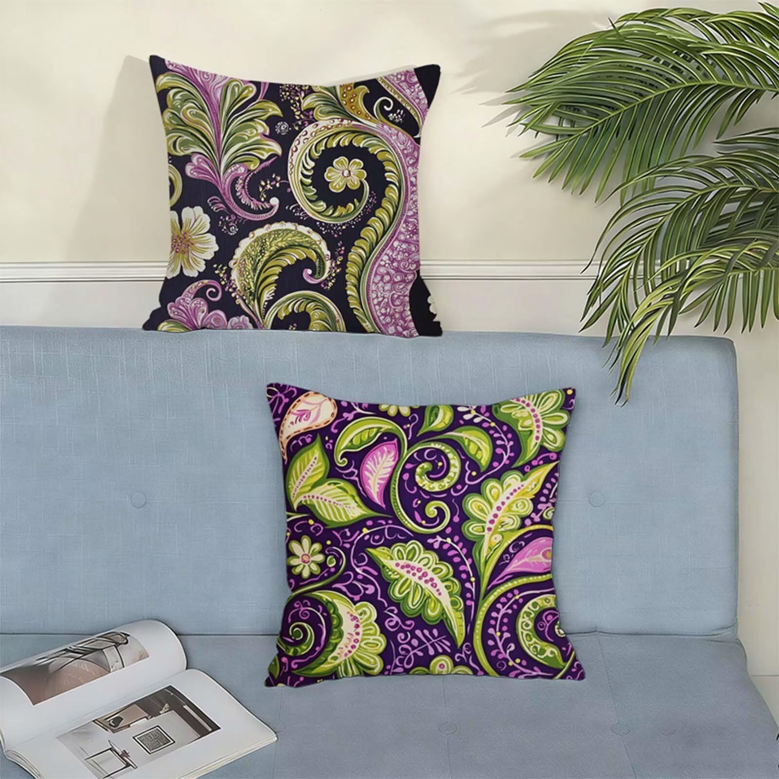Housse Coussin 80 x 80 CM Violet Lot de 2,Usine Housse de Coussin Lin,Doux Confort Taies d'oreiller Imperméable Extérieur,Fermeture Éclair,Lavable en Machine,Canapé,Chambre,Fauteuil,Cadeaux X-628