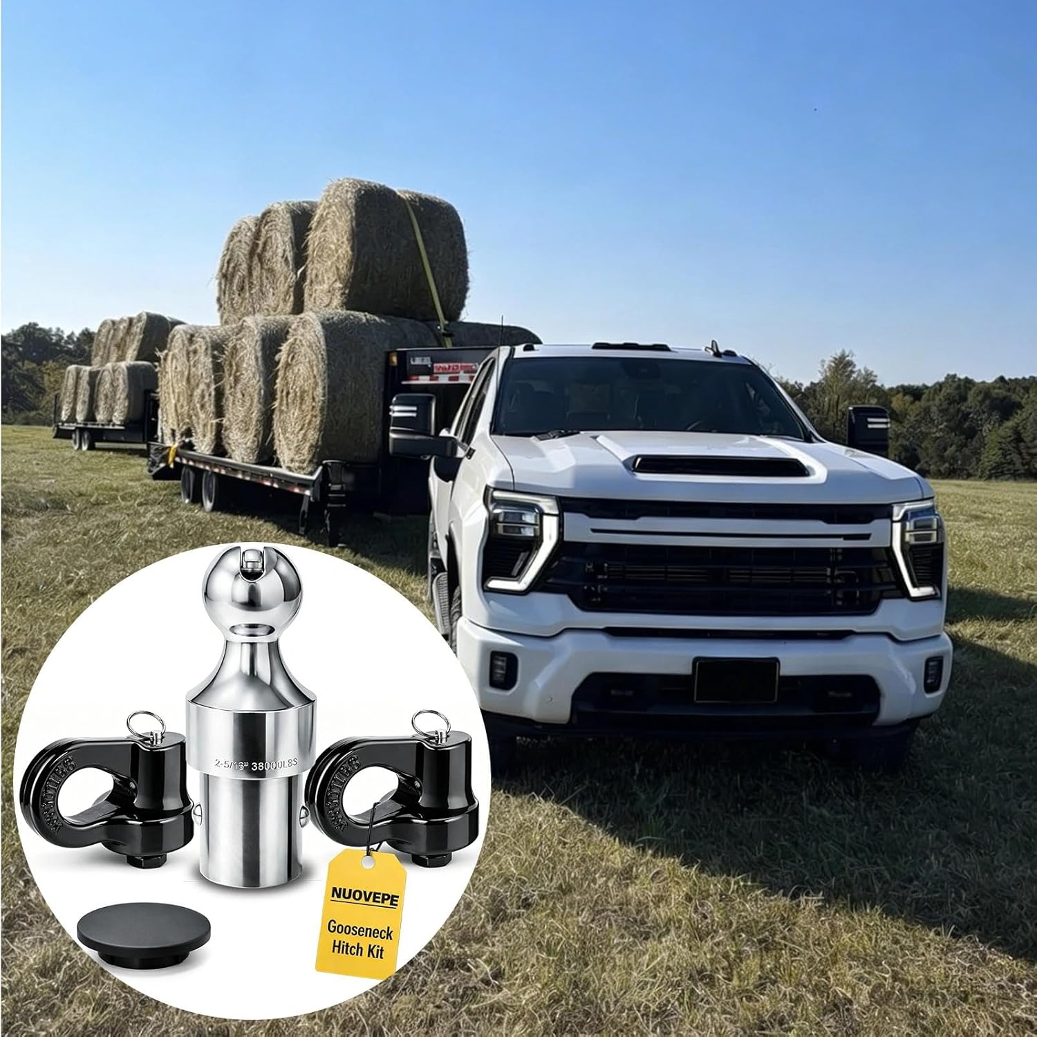 60692 Gooseneck Hitch Ball Kit, OEM Puck System Gooseneck Ball 2-5/16" Heavy Duty, Compatible with Ford F250 F350 F450 (2013-2026), Chevy Silverado 2500/3500, GMC Sierra & Nissan Titan XD