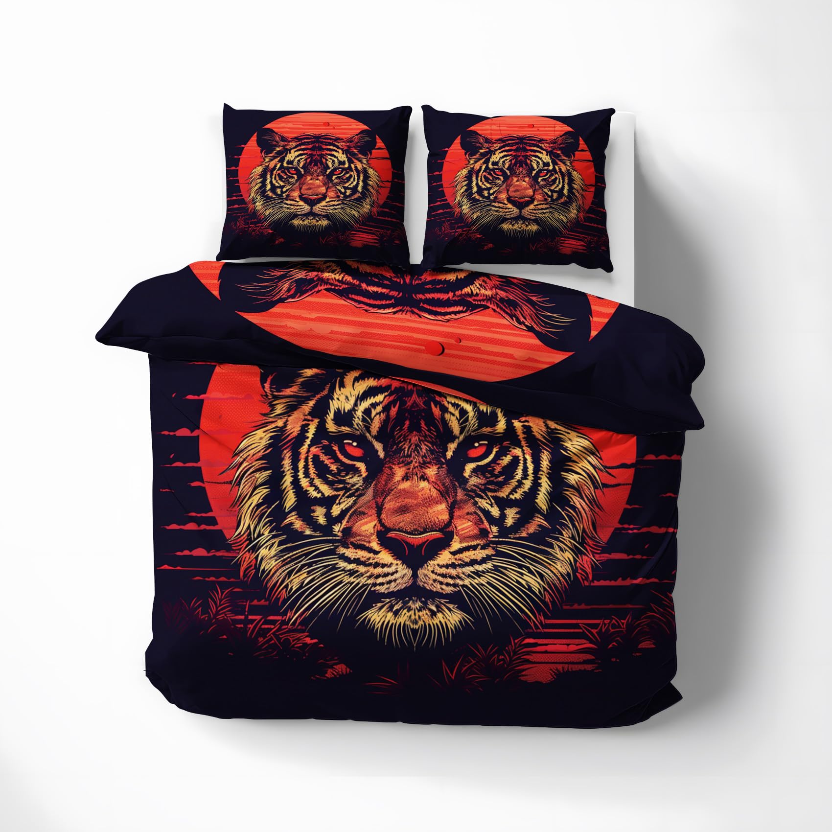 Parure de Lit 2 Personnes Tigre 200x200 pour une Chambre Déco Ambiance Jungle Fantasy