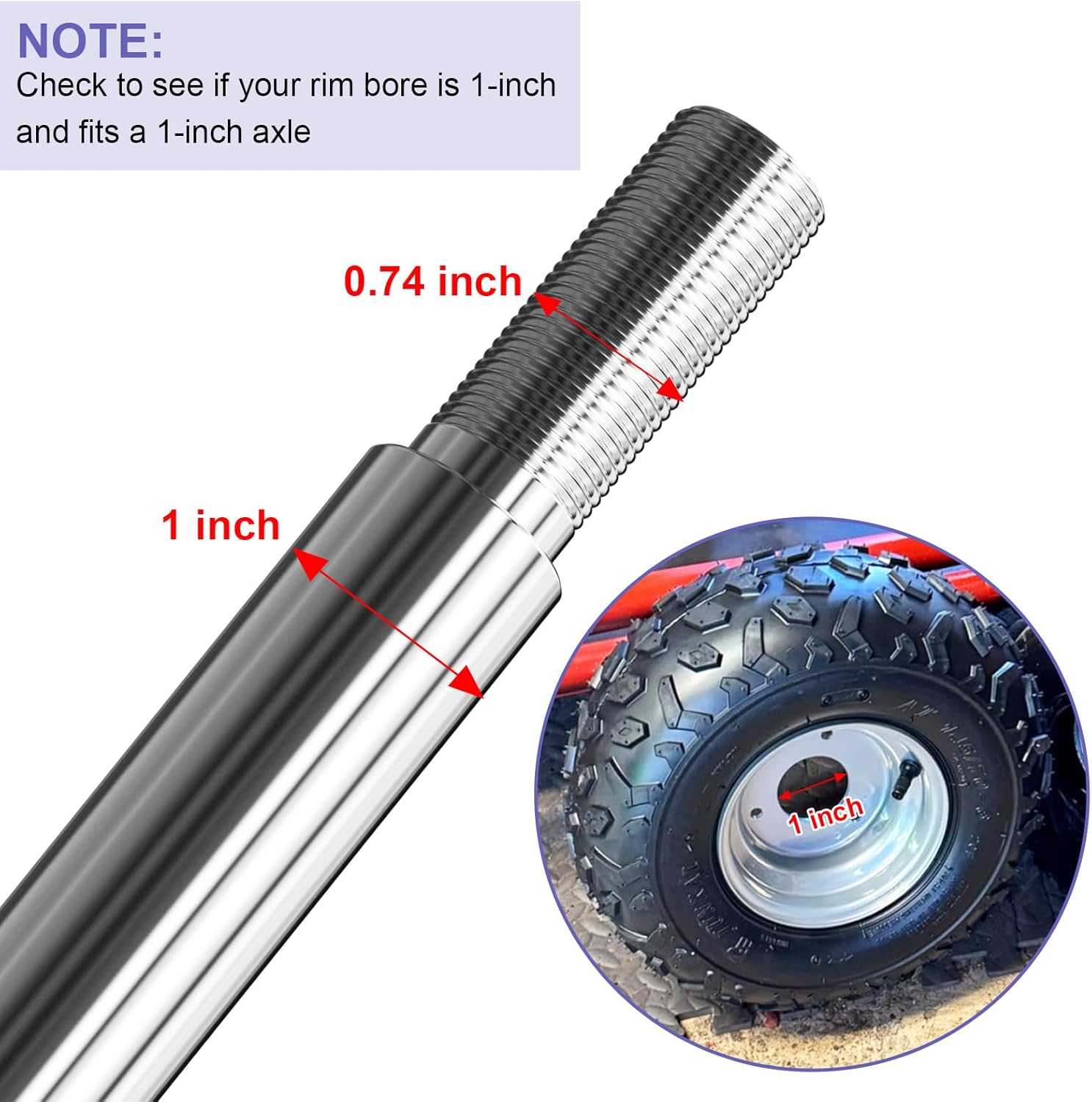 Heavy Duty Steel 44" Go Kart Live Axle Kit 1" Diameter 3/4" Step Down 3/4-16" Fine Thread Ends 1/4" Keyway Replacement for Go Kart Cart ATV Quads Dune Buggies Powersports Parts