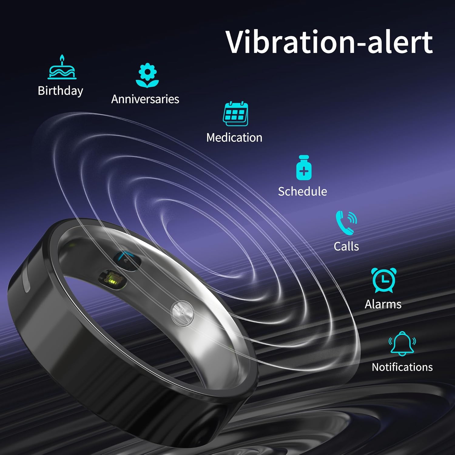 Ring Gen 1 Air, AI Smart Ring, Fitness/Sleep/Health Tracker, Vibration Reminder, No APP Fee, 6-Day Battery Life, Stress/Temp/Emotion/HR/SpO₂ Monitoring , for Android & iOS, Ceramic (Black, Size 8) - Image 7